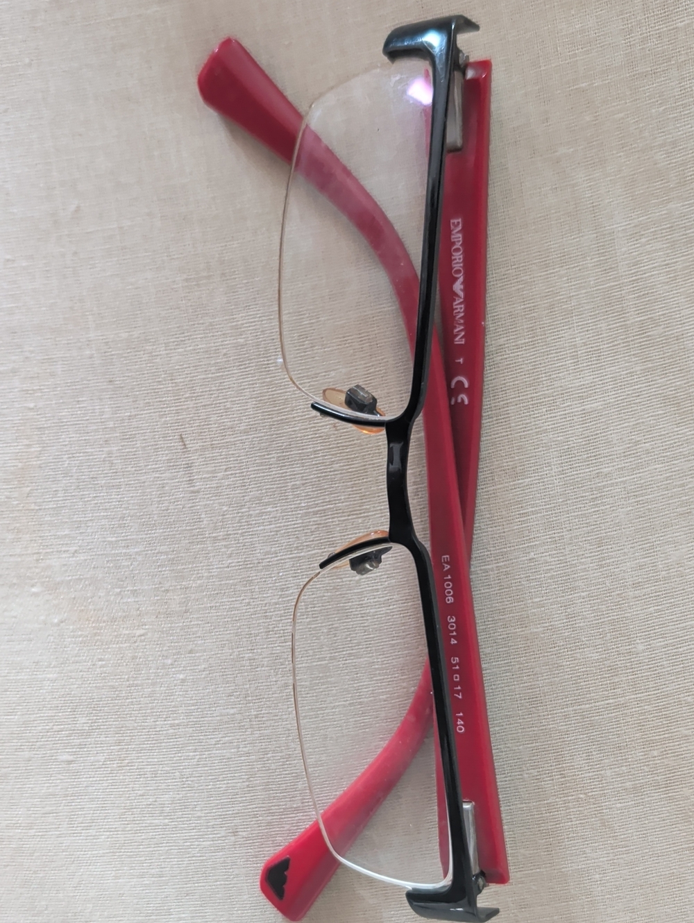 Emporio Armani Semi-Rimless Women's Glasses in Black and Red